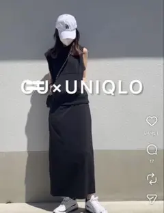 美品UNIQLOウルトラストレッチエアリズムロングスカートブラック