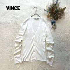 VINCE ヴィンス リブVネック長袖カーディガン コットン100% 細身のサムネイル