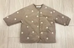 mämäraku アウター　中綿　ベージュ　花柄刺繍　バースデイ　80