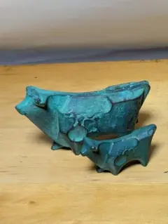 牛親子　置物　オブジェ　保管 編