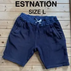 ESTNATION ネイビー パイル地 ショートパンツ　旅行　海　川のサムネイル