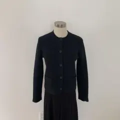 UNIQLOブラック ニットカーディガン長袖 クルーネック ポケット付きMサイズ