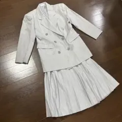 LEWISVAGI／スカートスーツ ダブルボタン プリーツスカート グレー 3L