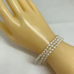 淡水 パール ブレスレット ホワイト 3連