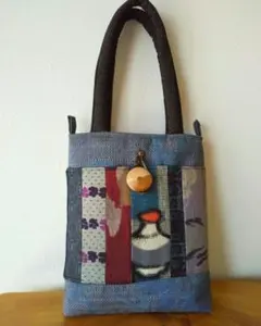 トートバッグ＊ハンドメイド＊パッチワーク＊大島紬＊銘仙＊内外ポケット付き＊着物