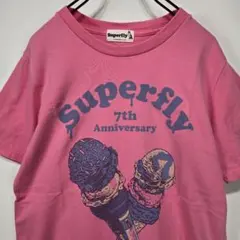 Superfly　半袖　Tシャツ　S　7周年　記念　ビッグプリント　ピンク　古着