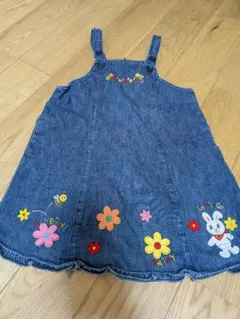 miki HOUSE デニムワンピース 100cm 刺繍
