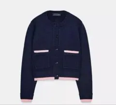 【美品】ZARAコントラストニットジャケット