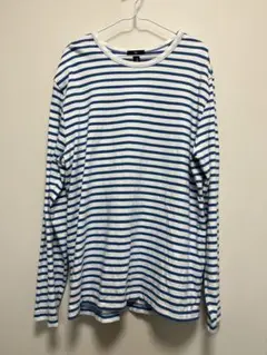【XL】GAP 白と青のボーダー柄 長袖カットソー ロンT 長袖T