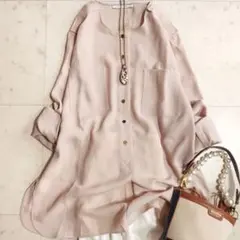 定価4,4万＊極美品 アドーア ストレッチデシンブラウス 38 ピンク 25SS 