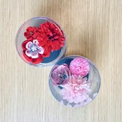 【新品未使用】赤とピンクの花飾りセット