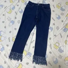 ナイスクラップ　裾フリンジデニム　Sサイズ　ブルー　レディースデニム
