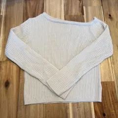 オフショルダーリブニット　アイボリー 長袖 ボートネック　ワンショルダー