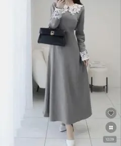 mily bilet パール使いレースカラーニットワンピース mi1139091