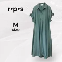 r p s シャツワンピース カーキ M オリーブグリーン 半袖 シャツワンピ
