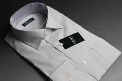 4L(47-86)ワイドカラー/ワイシャツ 長袖 形態安定 　グレー/チェック柄