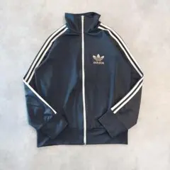 adidas アディダス トラックジャケット 古着 襟高 M 黒 16215