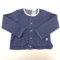 プチバトー ギンガムチェック カーディガン 74cm 12m ブルー　記名なし
