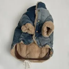 デニム風小型犬用ジャケット裏ボア