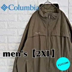 y138【Columbia】刺繍ロゴ ナイロンジャケット【メンズ2XL】ベージュ