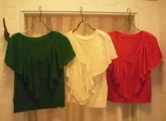 シュープリームララ ビックカラー柄編みカーデ