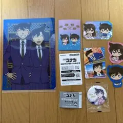 名探偵コナン　工藤新一　毛利蘭　ファイル　ステッカー　缶バッチ