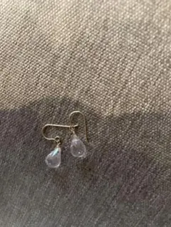 天然石ローズクォーツドロップ型ピアス