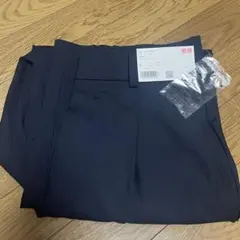 【新品】UNIQLO タックワイドパンツ S ネイビー