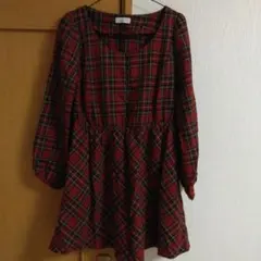 Ehyphen world gallery 赤チェックワンピース