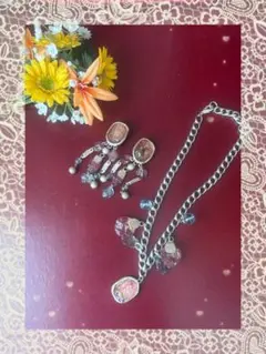 ネックレスとイヤリングのセット　約26cm