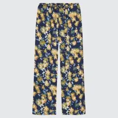 【大人気】サテンドレープストレートパンツ UNIQLO 花柄　リラコ【美品】のサムネイル