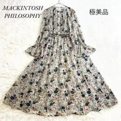 極美品✨マッキントッシュフィロソフィー ロングワンピース リボン 袖フレア 花柄