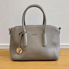 【美品】FURLA グレー レザー ハンドバッグ