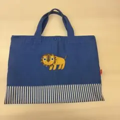 Solby レッスンバッグ ライオン ブルー ストライプのサムネイル