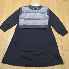 新品☆コムサイズム　黒×モノトーン系 フェアアイルワンピース110㎝
