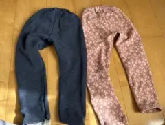 ユニクロ　裏起毛110サイズ ネイビー＆花柄ボトムスセット