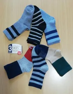 靴下　男の子　15cm～20cm　6足セット クルー丈　ストライプ　まとめて