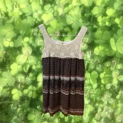 森ガール グランジ チュニック ノースリーブワンピース