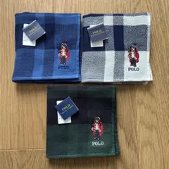 【未使用品】 ポロラルフローレン ポロベア チェック ハンドタオル 3枚セット