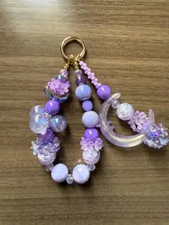 ハンドメイド パープルビーズ ストラップ