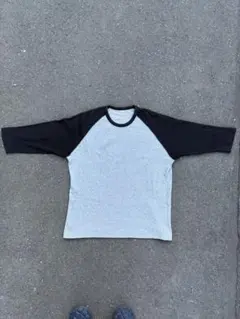 グレー・ブラック ラグランスリーブ カットソー ワッフル