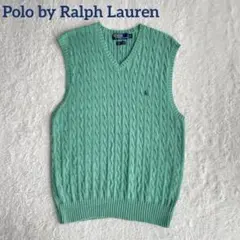 Polo by Ralph Lauren ケーブルニットベスト L ポニー刺繍