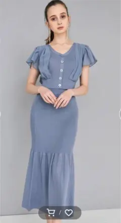 マーキュリーデュオ　異素材ドッキングリブニットセットアップ