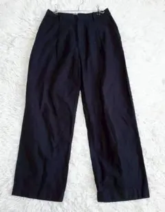 ユニクロ × イネス チノパンツ タックワイド 黒 コットン 上品 カジュアル