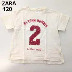 ZARA キッズ 半袖Tシャツ スパンコールロゴ　120のサムネイル