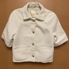 H＆M ホワイト ジャケット 半袖 ゴールド ボタン ポケット 予備ボタン付き