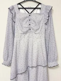 evelyn ドット ティアード ワンピース アイスグレイ F ガーリー 春夏