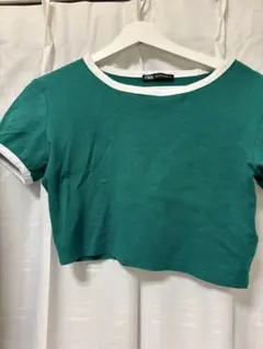 ZARA グリーン クロップドTシャツ S