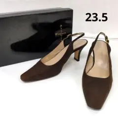 【日本製】Akira Osaki スエード　パンプス 23.5　ブラウンチェックのサムネイル