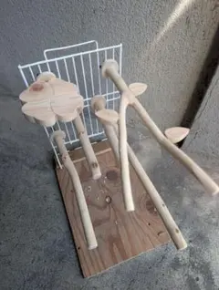 止まり木(M419)欅＋檜のステップ